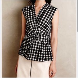 Anthropologie Gorgeous Peplum lace gingham top! Classy!